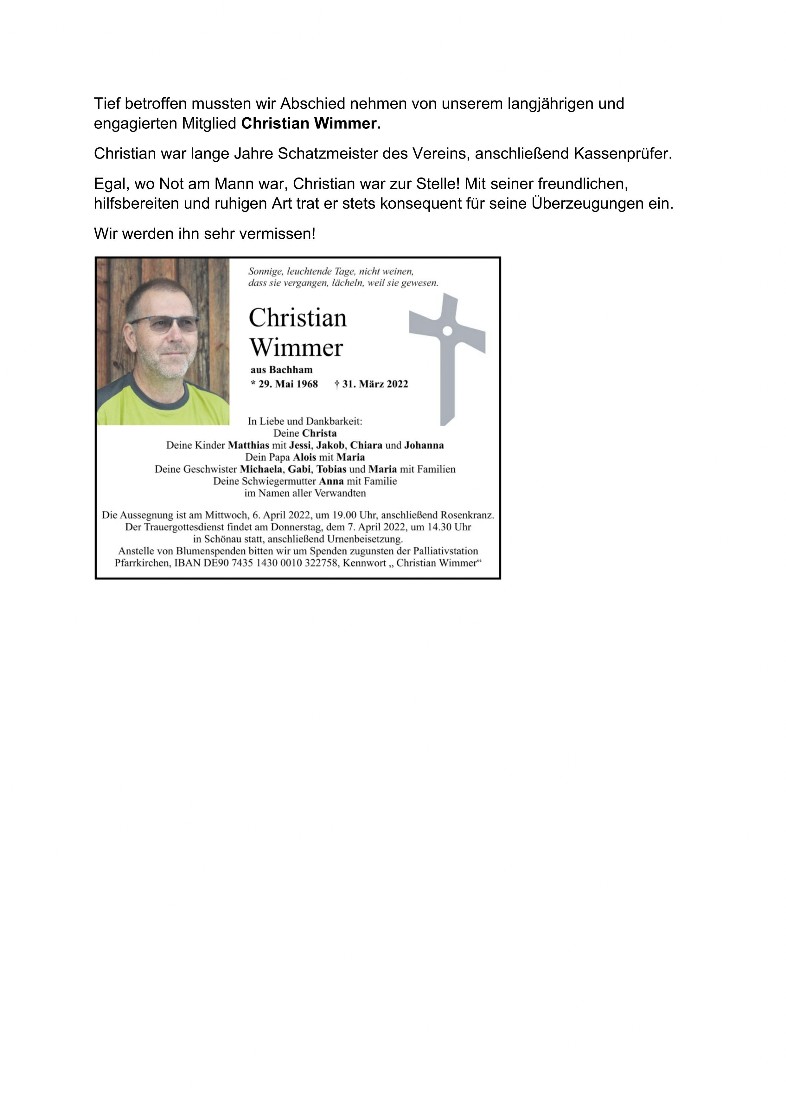 Abschied Wimmer Christian